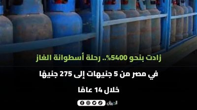 زيادة بنحو 5400%.. رحلة أسعار أسطوانة البوتاجاز في مصر من 5 جنيهات إلى 275 جنيهًا خلال 14 عامًا